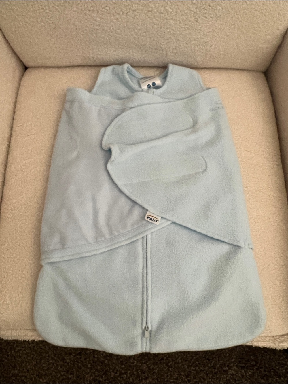 Halo Baby Fleece Swaddle Sleep Sack in Light Blue